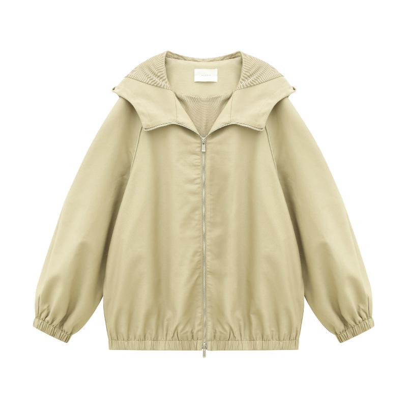 

Весенний ветрозащитный плащ оверсайз из чистого хлопка с рукавами реглан и капюшоном, 2025 One Size хаки