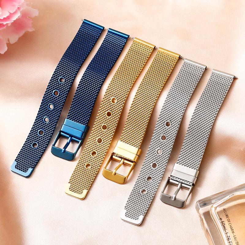 Stainless Steel Milanese Watch Strap with Pin Buckle, 06 Line Mesh Band, Adjustable for Men and Women, 10-22mm.