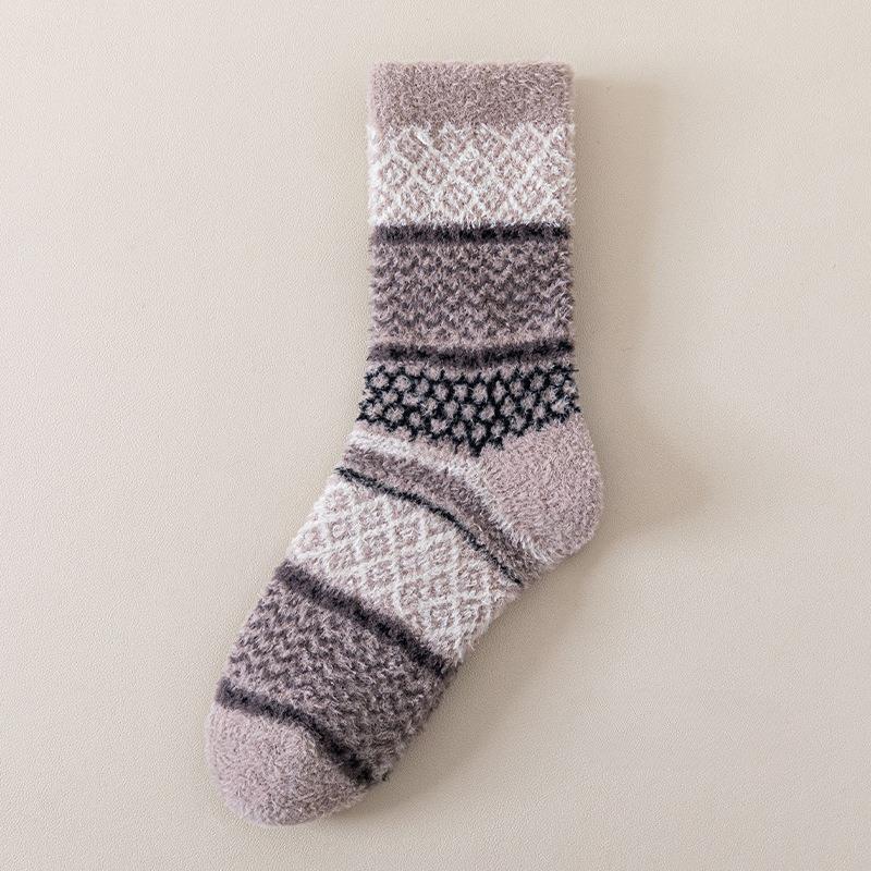 Autumn and Winter Coral Fleece Socks for Women Warm Floor Socks Home Tube Socks Sleep Socks Half Fleece
