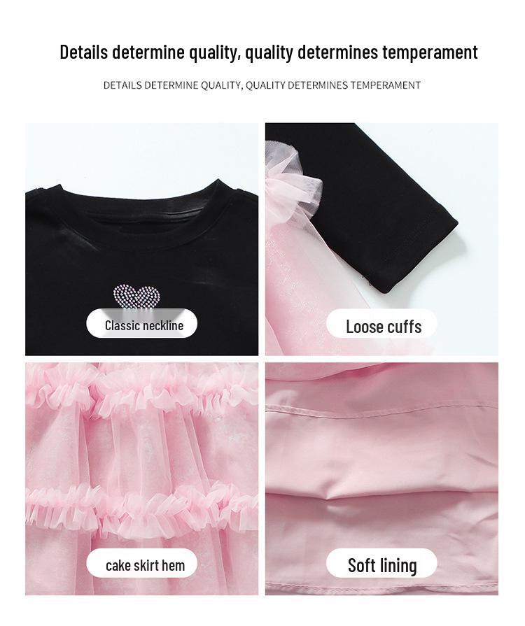 Autumn 2025 Cute Long Sleeve Gauze Dress for Little Girls - Stylish Princess Design