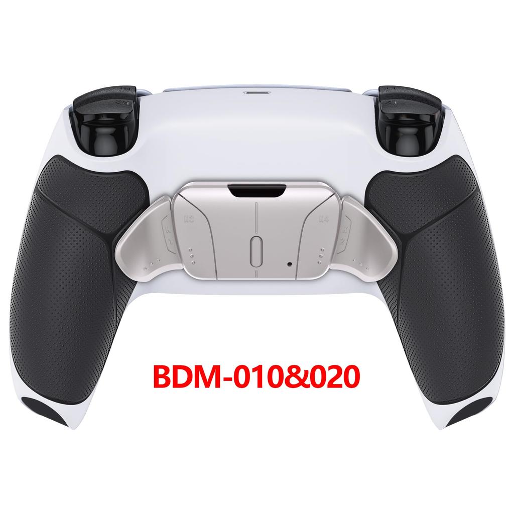 eXtremeRate RISE4 Programmable Metal Back Paddle Remap Kit for PS5 Controllers Includes Upgrade Board and Rubber Redesigned White Back Case 4 Silver