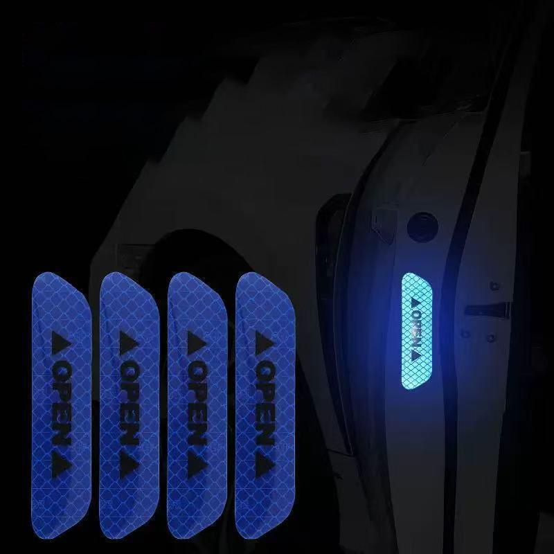 4pcs Car Door Reflective Sticker Open Door Warning Anti-collision Sticker Modified Car Body Decoration Creative Car Sticker