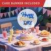 Glitter Happy Birthday Banner for Fathers Party Decoration Pre-Strung Celebration Blue Flag Cake Banner Happy Daddy Bold Letter Sign We Love Dad