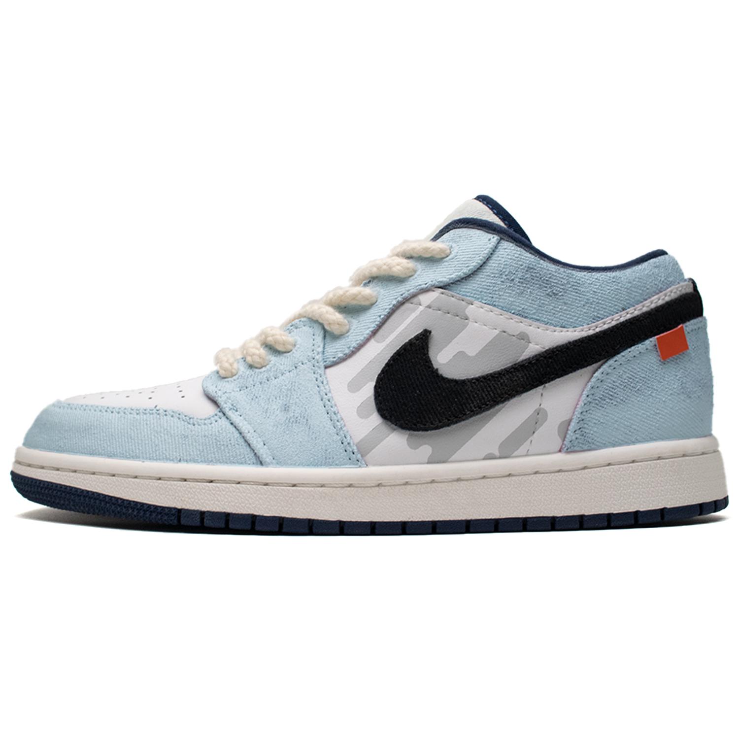 Jordan Air Jordan 1 Low top Vintage Basketball Shoes Unisex Light Blue IH0648-141(Team98-) 44