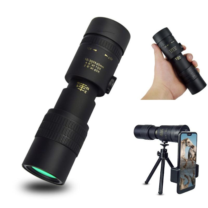 10-300x40 Zoom Monocular Telescope With Adjustable Focus Wide Angle Birdwatching Outdoor Concerts Sports Events