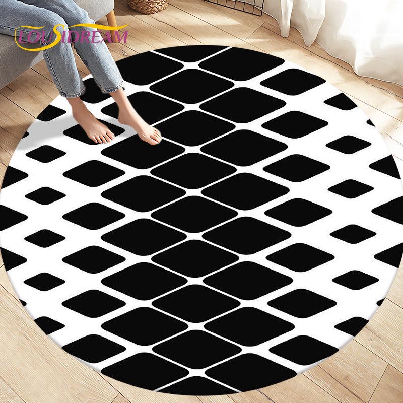 Tappeto per area illusione visiva geometrica astratta 3D Tappeto grande, rotondo per soggiorno, camera da letto, divano, decorazione, tappetino antiscivolo