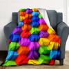 Color Blocks Flannel Blanket Throw Blanket Soft Warm Sofa Bed Camping Car Home Decor Unique Christmas Gift C93074