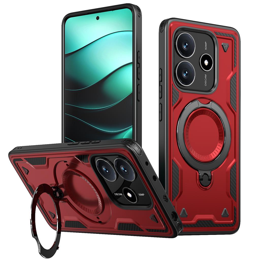 Armor Shockproof Case For Xiaomi Redmi Note 14 4G Global 163.3mm EU 164.8mm 360° Rotating Magnetic Stand TPU Plastic Phone Cover