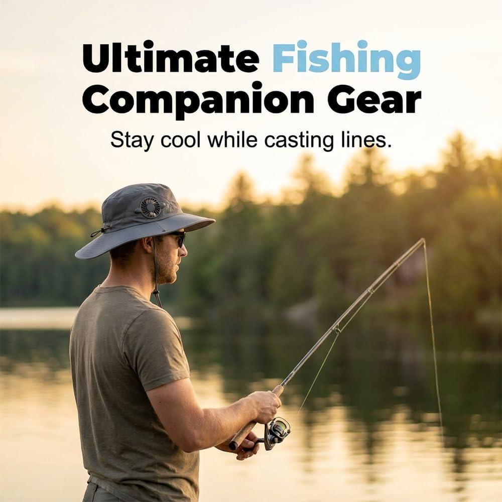 Ultralight Solar Fan Sun Hat, 2026 New Wide Brim Outdoor Fishing Hat, Outdoor Cooling Sun Hat Men Women