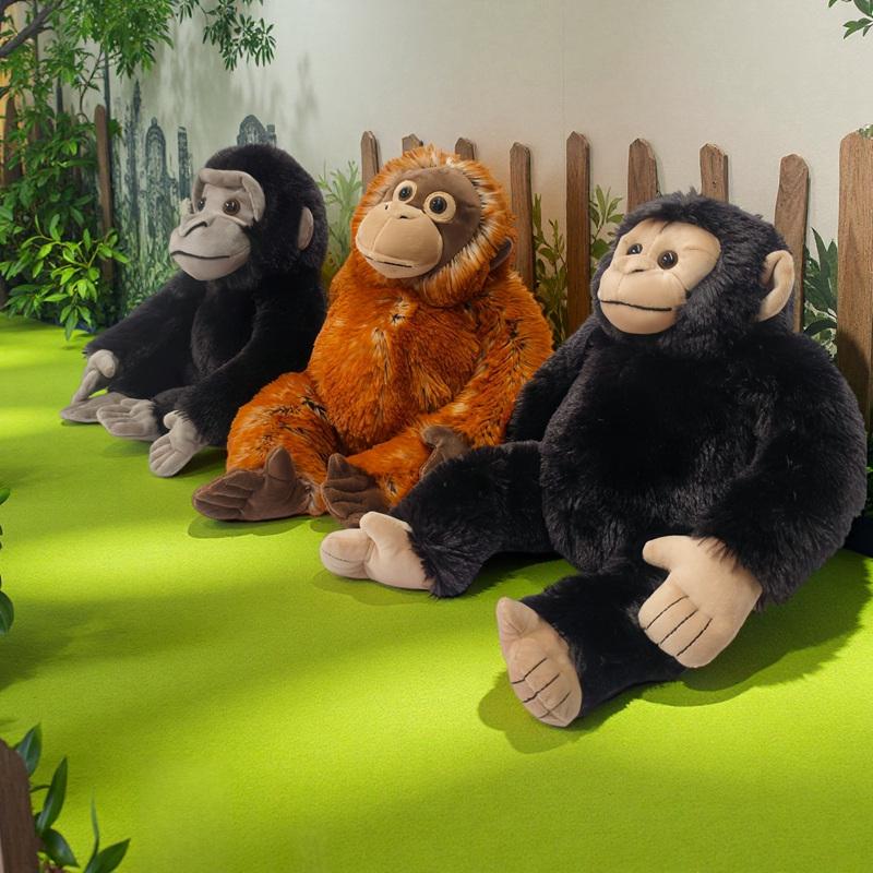 Like Real Zoo Animal Monkey Plush Toy Stuffed Orangutan Chimpanzee Long Fur Fluffy Plushie Companion Man Gift