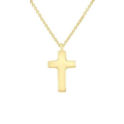 Kinderhalskette - LÉA &; ARTHUR – „KREUZ“-Motive – Gelbgold 375 – Länge 42 cm – Forçat Mesh