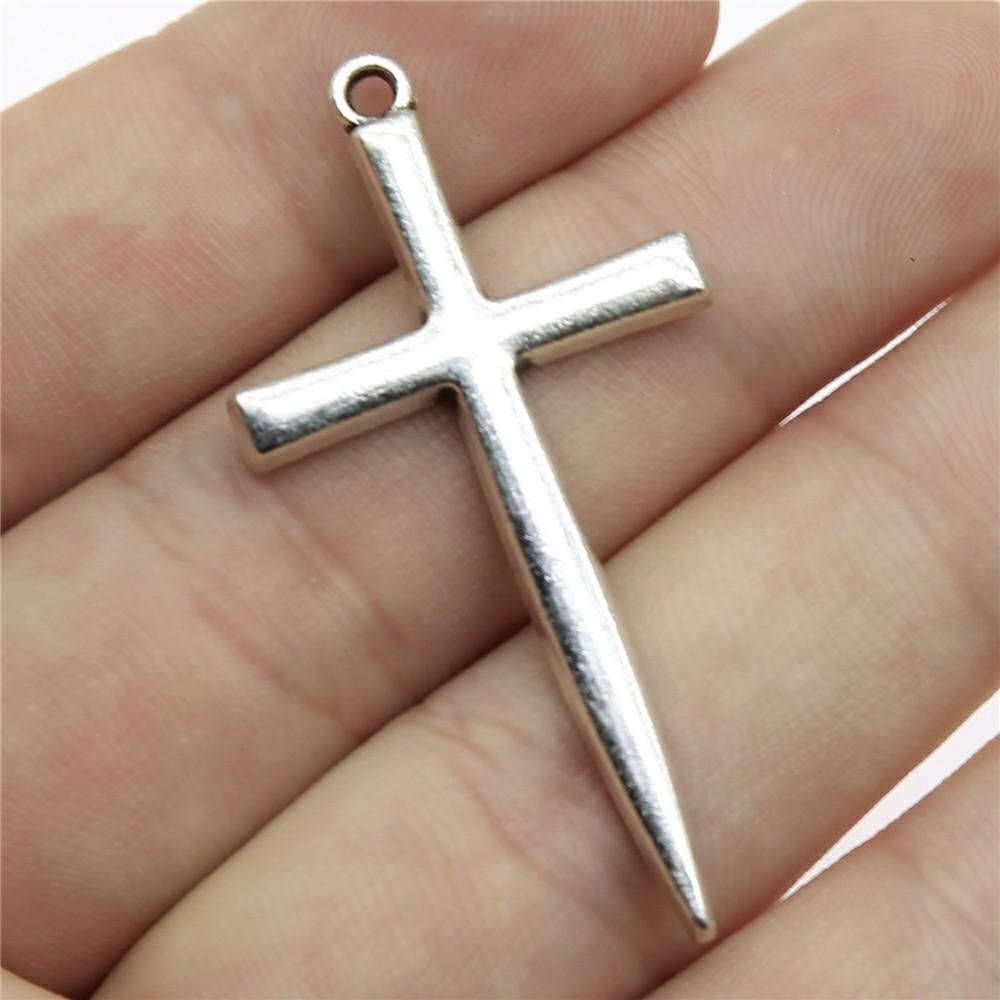 10pcs Charms Cross Antique Bronze Silver Color Pendants DIY Crafts Making Findings
