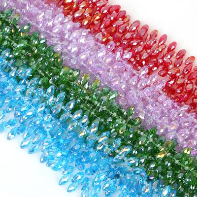 50Pcs Teardrop Austrian Crystal Loose Spacer Glass Beads For DIY Jewelry Making Bracelet Necklace