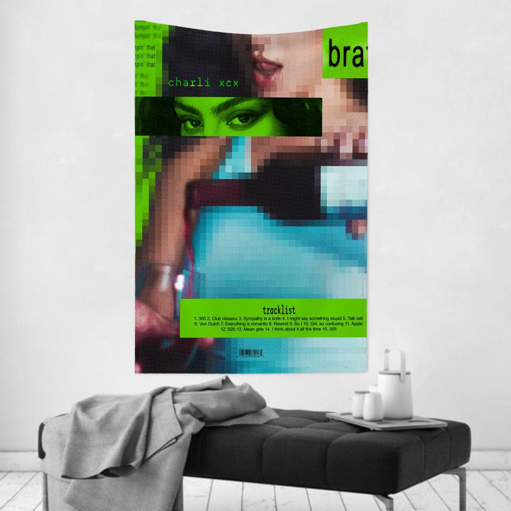 Brat Muziekalbum CCharli Singer Xcx Wandkleed Kamerdecoratie Wandkleed Feest Hangende Achtergrond Kamerdecoratie Babykamer