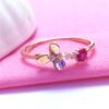Russia 585 Purple Gold Delicate Small Petal Stone Ring Women'S Rose Gold Plated Foreign Style Live Ring