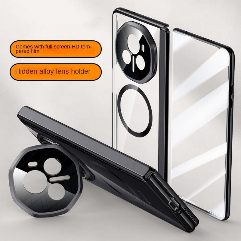 Magsafe Magnetic Transparent Privacy Screen Tempered Glass Protector Case For Honor Magic V3 Spring Hinged Holder Back Cover