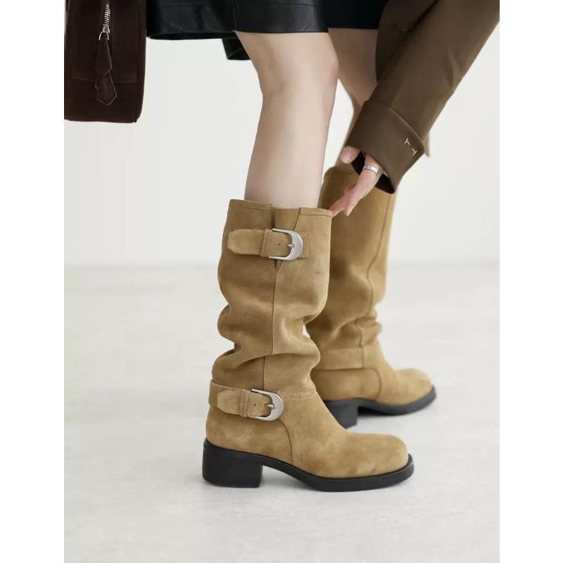 Women's Retro Boots with Buckles, Slimming Boots, Women's Shoes