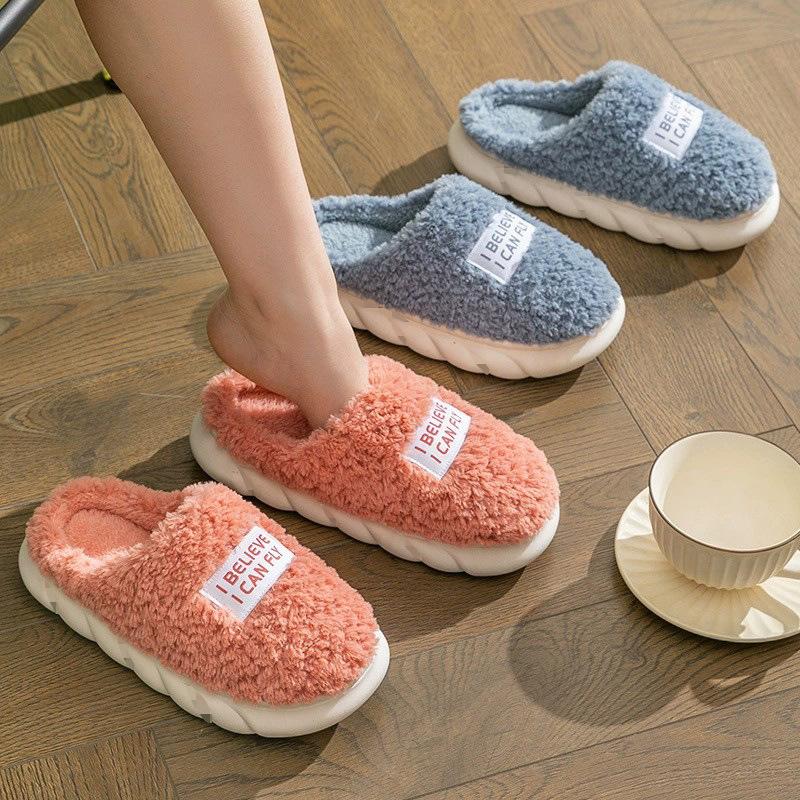 Mode Dicke Sohle Hause Hausschuhe Winter Warme Hause Flauschigen Anti-Rutsch Leichte Weiche Hausschuhe Pelz Frauen Baumwolle Schuhe Paare