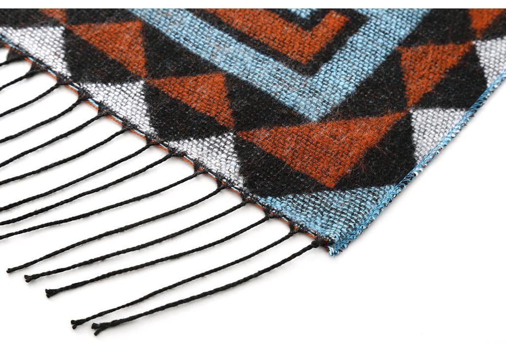 Women's Faux Cashmere Rhombus Tassel Shawl - Double-Sided, Thickened Cloak