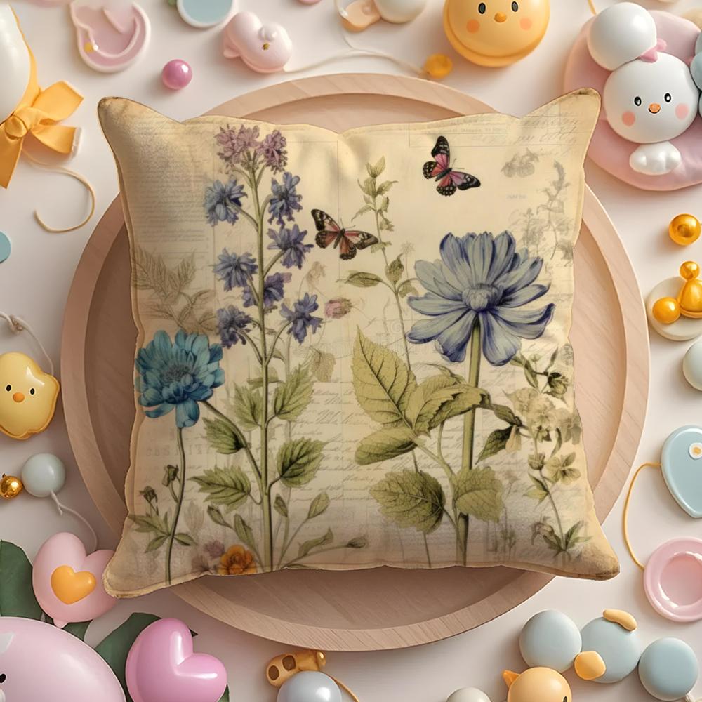 Vintage Floral Pillow Case Soft Plush Fabric DoubleSided Printed Cushion Cover Warm Winter Sofa Pillow Case
