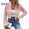 Lace Cutout Sleeves Jacket Women's Floral Jacket, Sexy See Through Long Lightweight Women Sleeve Crop Coat, Zip-Up Sheer Outerwear Spring for