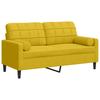 2 Seater Sofa with Decorative Cushions Yellow 140 cm Velvet