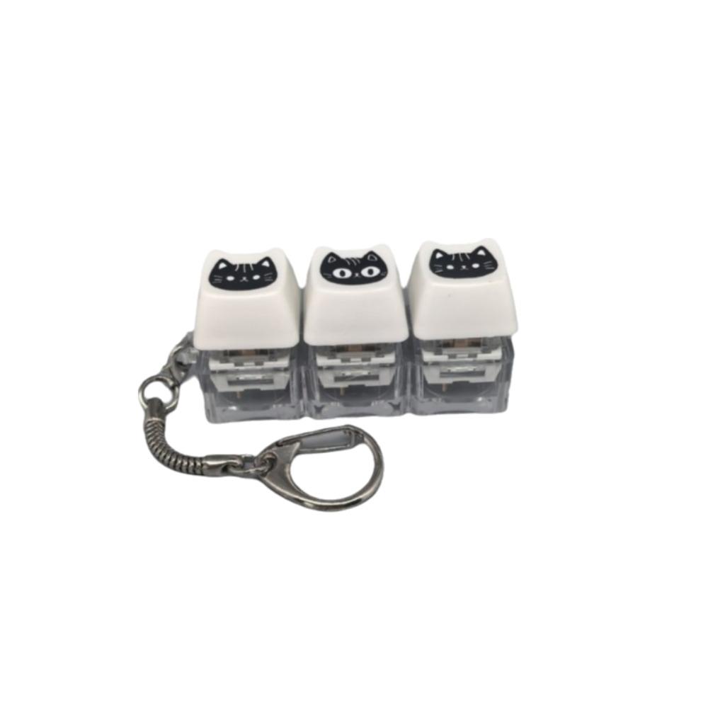 with Metal Buckle Black Cat Keyboard Key Chain Crispy Rebound Voice Keyboard Fidget Toy  Student