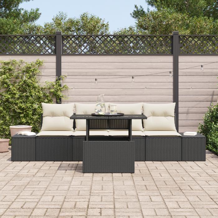 VidaXL Ensemble de canapé de jardin de 5 pièces avec coussins noir poly rotin 3349083