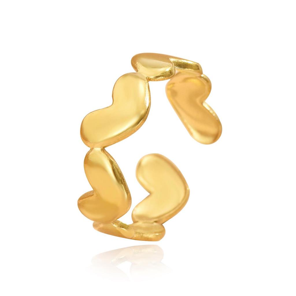 Adjustable Stainless Steel Heart Ring for Women - Sweet Temperament