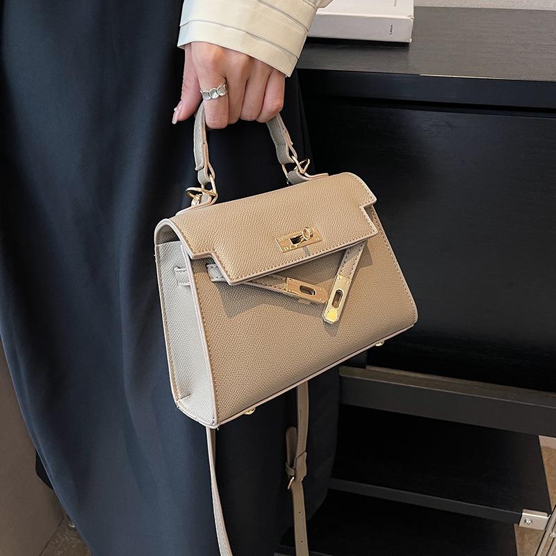 Hand-held small bag women's new trendy fashion European and American lock buckle square kelly bag one-shoulder crossbody bag handbag