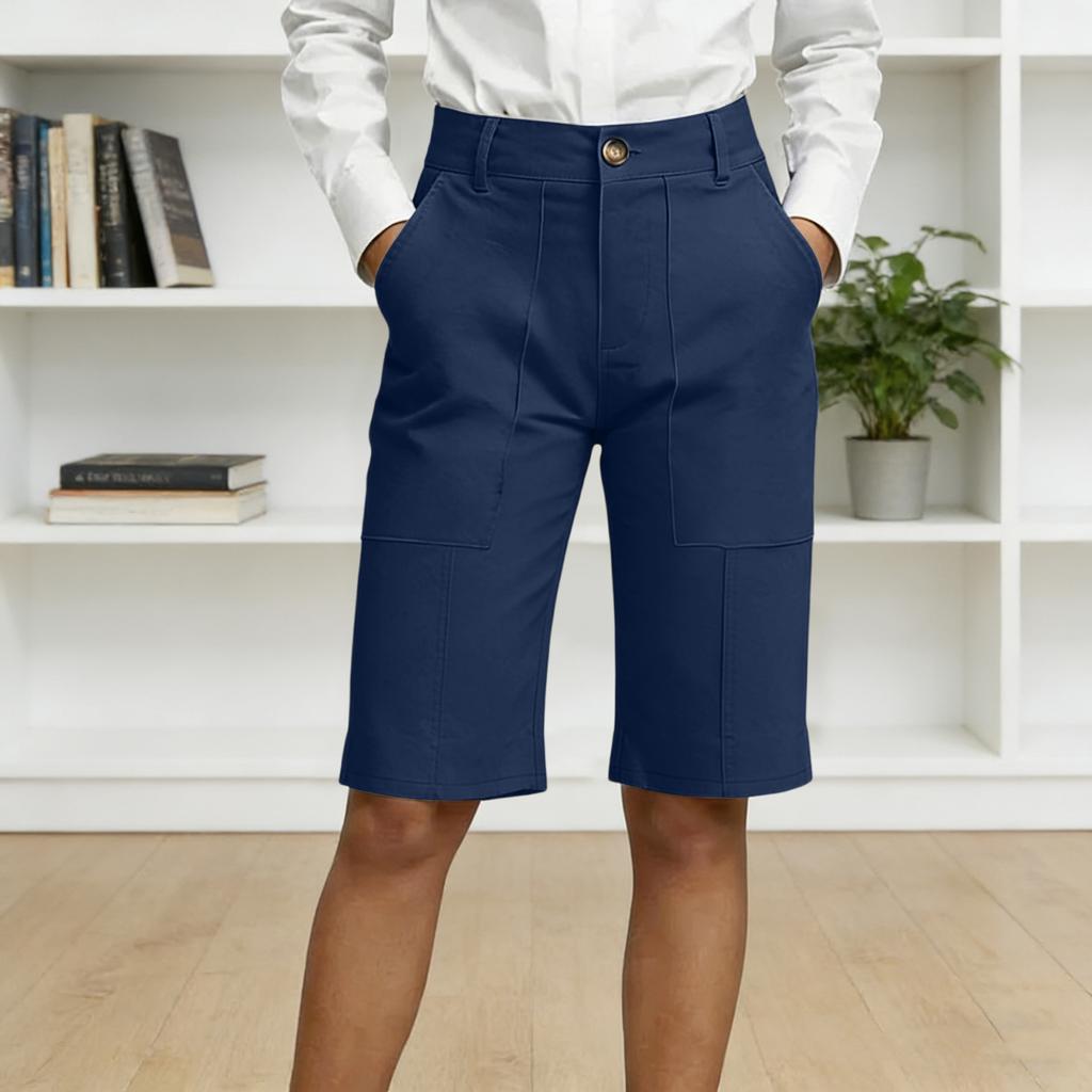 Pantaloncini estivi casual alla moda, larghi e comodi, al ginocchio, a vita alta con elastico e tasche