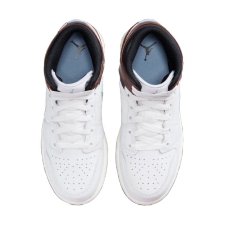 Air Jordan 1 Mid SE GS White Blue Grey Kids Sneakers Black Sail FQ8162-142