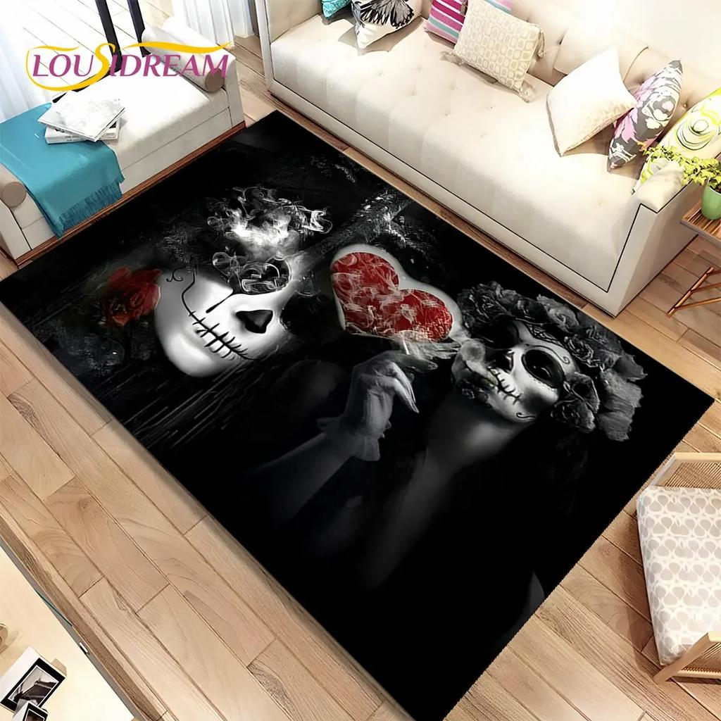 Mystical Gothic Skull Rug – Elegant Home Decor for Living Room & Bedroom | Durable Non-Slip Floor Mat for Kids’ Play Areas