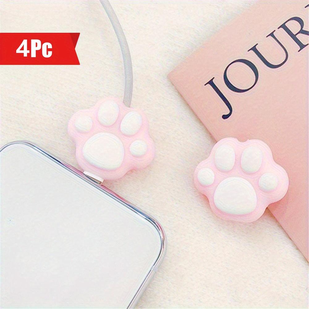 2/4pcs Cute Cat Paw Cable Winder Protector Kawaii Pink Desktop USB Cable Charger Organizer Wire Protection Accessories