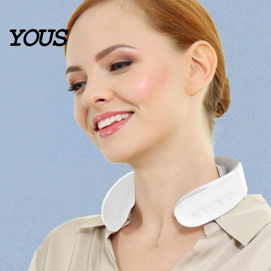 Travel Friendly Neck Massager Electric with Heat, 10 Modes & 16 Intensity Levels, Heated Cervical Lightweight Cordless Massager, Wearable Relaxer for