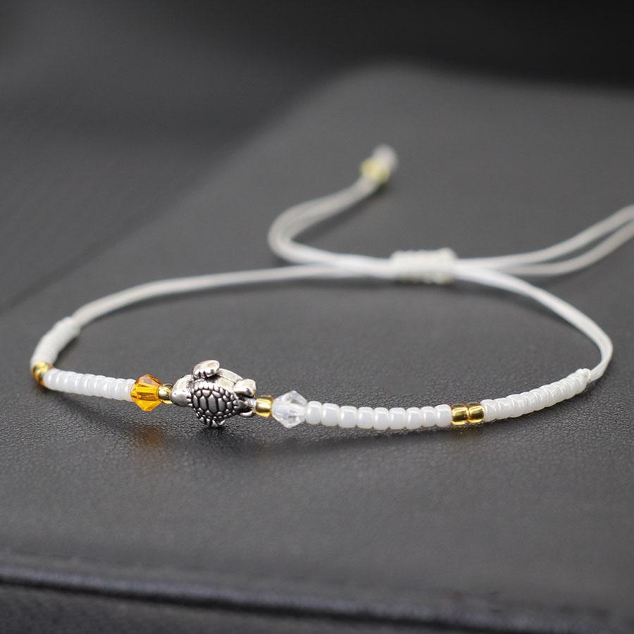Neues handgeknüpftes dünnes Schnurarmband für Männer und Frauen, Strand, Surfen, Schildkröten-Armband, Bohemia Samenperlen-Armband, Valentinstagsgeschenk