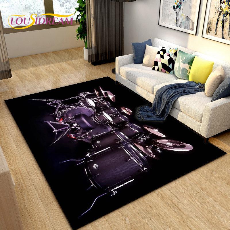Drum Kit Music Instruments Area Rug Large,Carpet Rug for Living Room Bedroom Sofa Doormat Decoration,Kitchen Non-slip Floor Mat