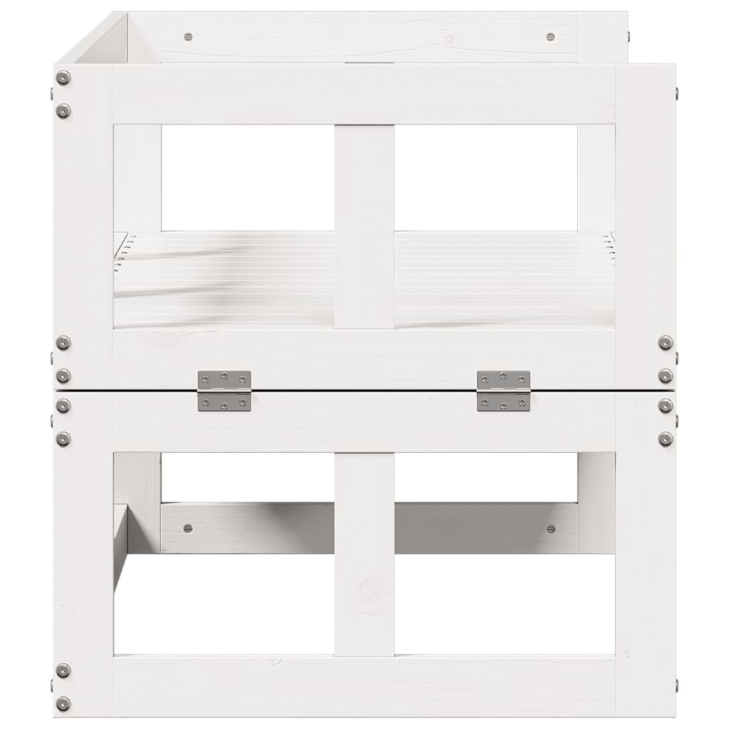 2 In 1 Extendable Garden Sofa White Solid Pine Wood