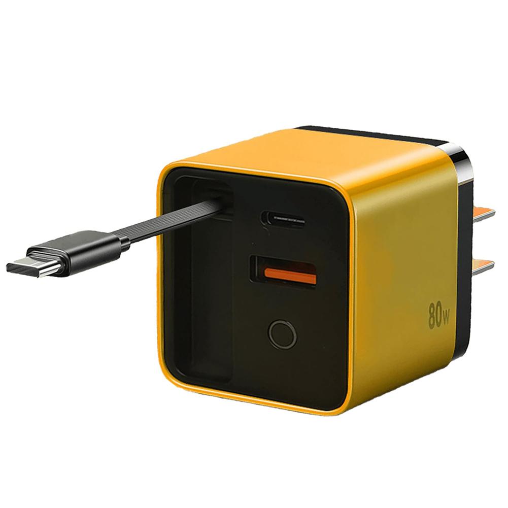 3-in-1 GaN-Ladegerät mit Typ-C-Kabel & 2 USB-Anschlüssen Skalierbar 80W Max Schnellladegerät-Modul Wandladegerät für Smartphones und Laptops