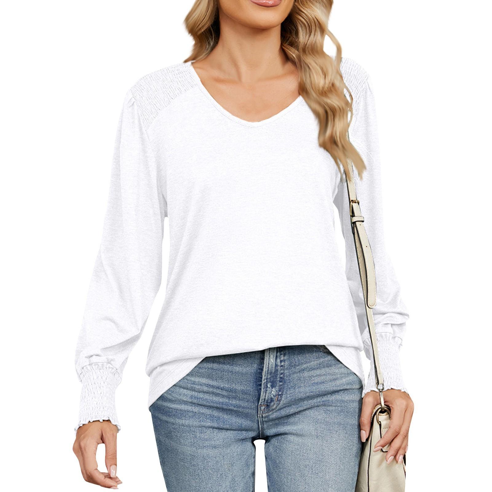 

Women s Tops Long Sleeve Shirt V Neck Casual Loose T Shirt Tops XXL