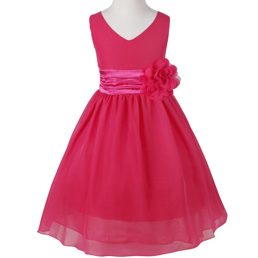 Dětské velké dívčí asymetrické volánky Květinové dívčí šaty Venkovní svatební šifonové šaty pro družičku