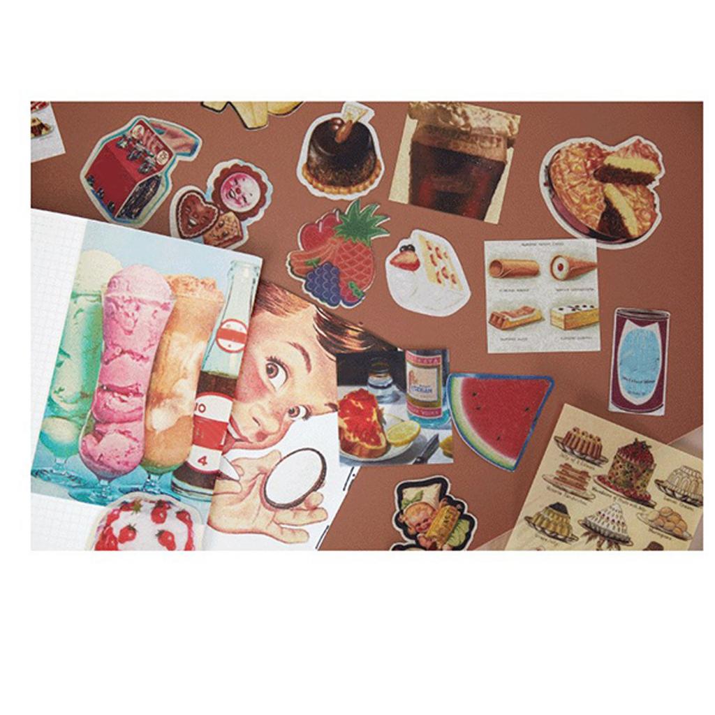 55pcs Food Scrapbooking Sticker DIY Rich Patterns Vintage Cute Snacks Stickers Planner Stickers