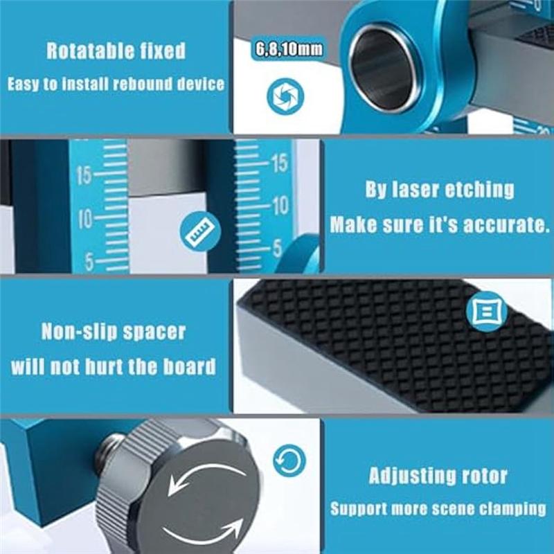 A25F-Cabinet Door Installation Positioner Cabinet Door Rebound Device Hole Punch Aluminum Cabinet 2 In 1 Cabinet Door Jig