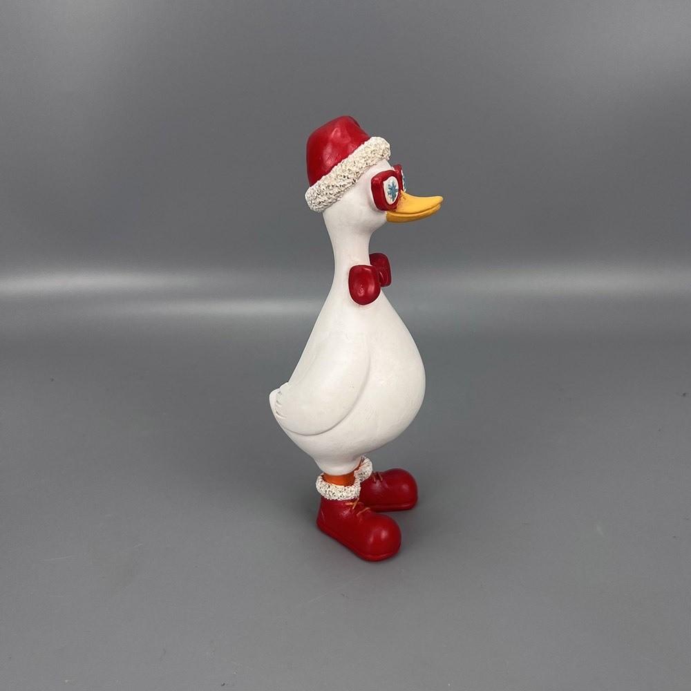 Exquisite Xmas Tabletop Ornament Durable Resin Animal Statue Christmas Duck Figurine  Office Desk