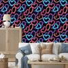 Neon Glitter Hearts Wallpaper Black and Burgundy 50x1000