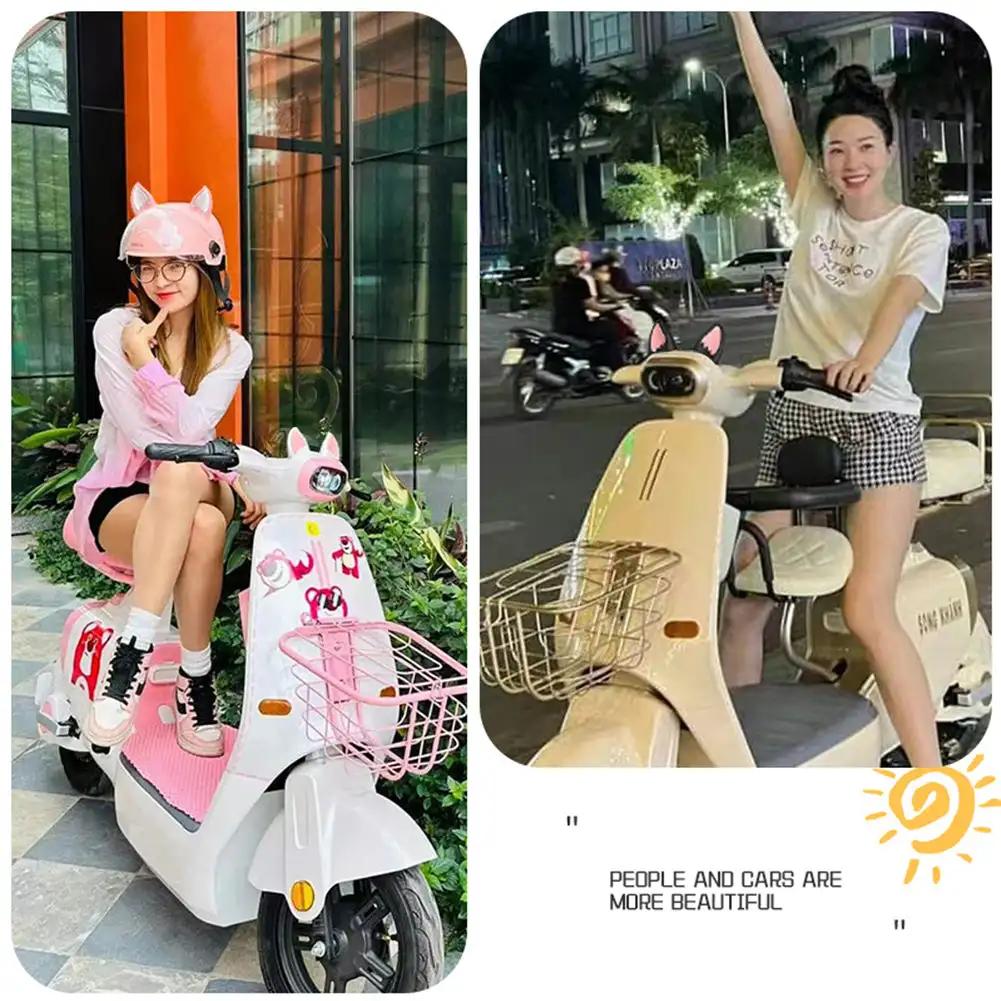 2Pcs Katze Ohren Helm Dekoration Motorrad Elektrische Aufkleber Decor Nette Mehrfarbige Motorrad Helme Zubehör Universal