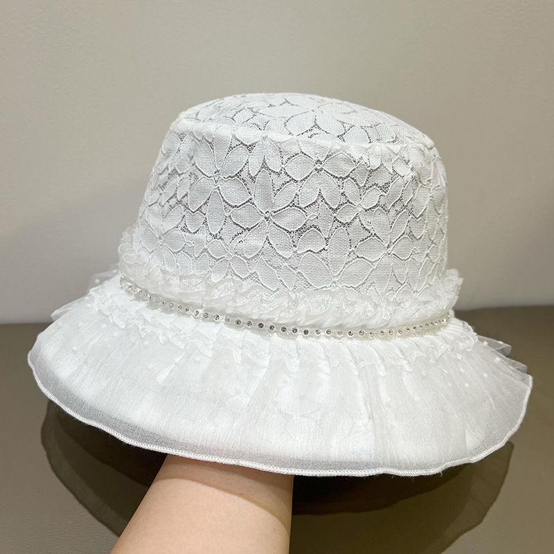 New Lace Skirt Edge Fisherman Hat for Women, Versatile for Summer Outings Outdoor Sun Protection Fisherman Hat