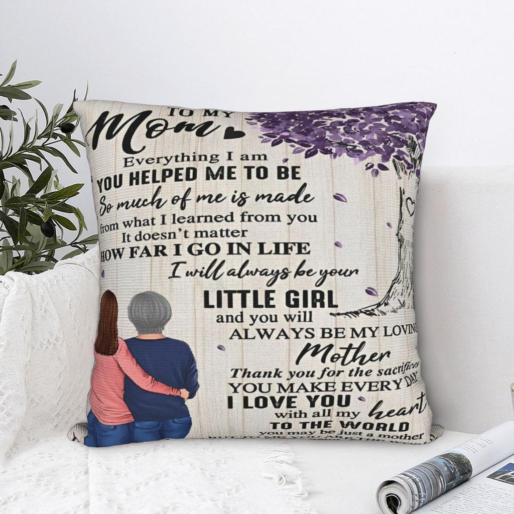 Mother's Day Square Pillowcases Polyester Sofa Letter From Daughter Cushion Case Creative Decorative Pillowcase 40*40