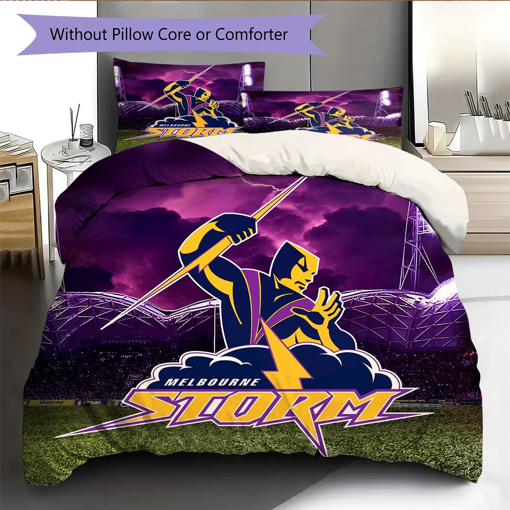 Biancheria da letto con motivo Melbourne Storm Decorazione per la casa Regalo di compleanno e festività (1 * copripiumino + 2 * federa, senza nucleo)