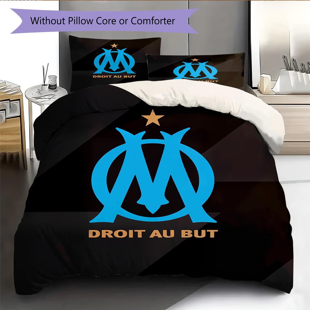 Olympique De Marseille Pattern Bedding Home Decoration Birthday & Festival Gift (1 * Duvet Cover + 2 * Pillowcase, Without Core)